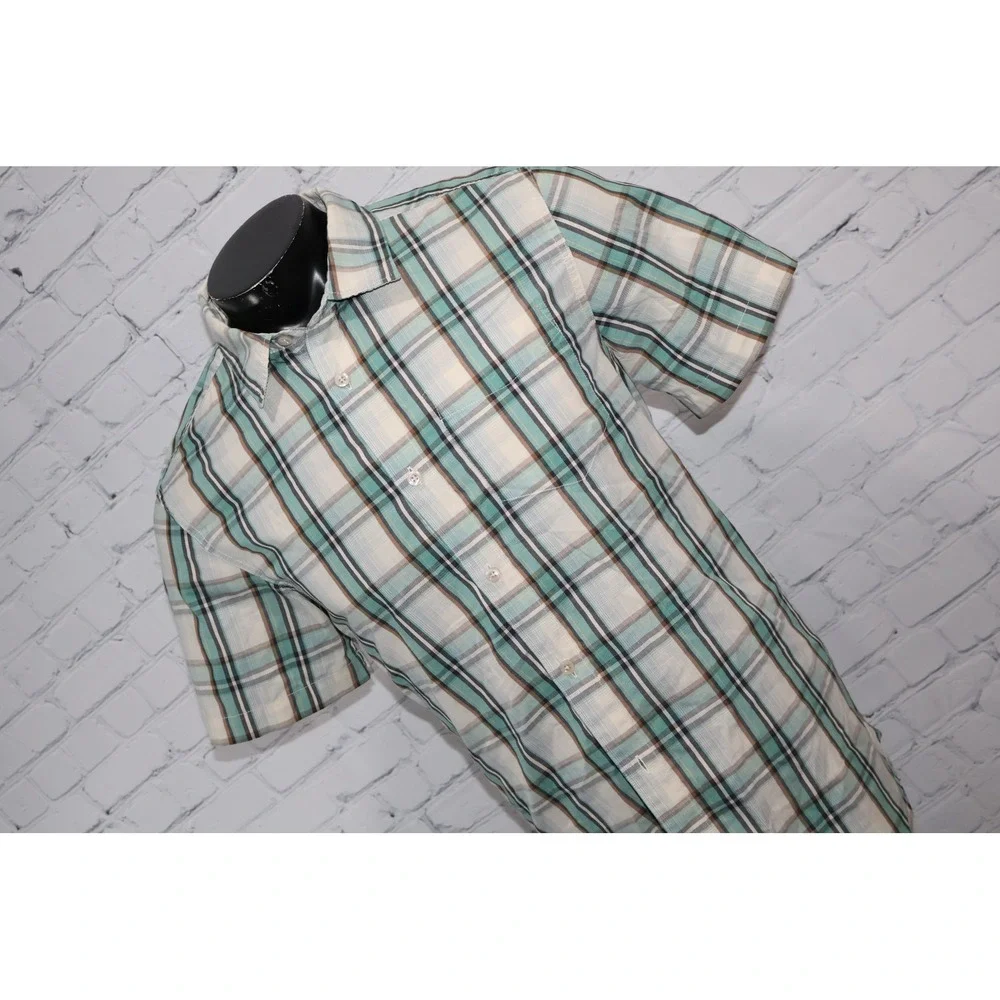 The North Face Button Down Dress Shirt Mens Large Plaid Outdoor Cotton Polyester